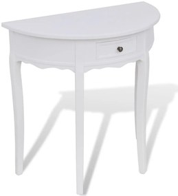 Mesa consola meia-lua com gaveta branco