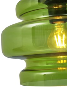 Candeeiro suspenso retro preto com vidro verde - Denise Retro