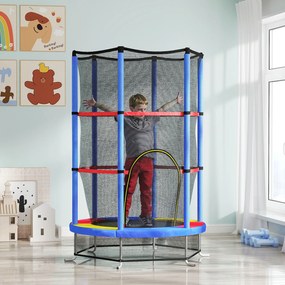 Trampolim Infantil Ø140x190 cm Trampolim para Crianças de 3-6 Anos com Rede de Segurança Carga 45 kg para Interior Azul