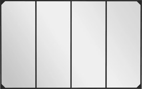 Espelho de parede retangular em vidro estilo industrial, na orientação horizontal ou vertical, com 4 ganchos, em metal preto, 109 x 69 cm