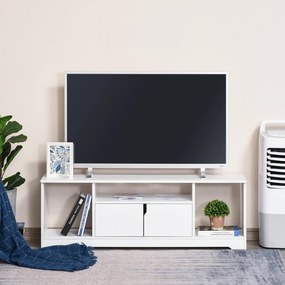 Móvel de TV para Televisores de até 42” Móvel de Sala de Estar Moderno com Armário de Dupla Porta e 3 Compartimentos Abertos 120x30x41cm Branco