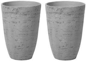 Conjunto de 2 vasos para plantas em pedra cinzenta 35 x 35 x 50 cm CAMIA Beliani