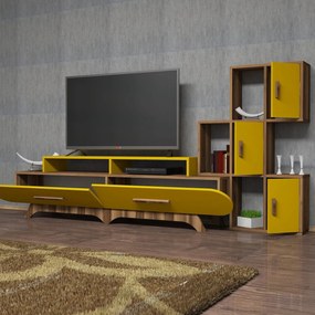 **** Unidade TV Flora – Nogueira e Amarelo – 205x50x36,8 cm

**