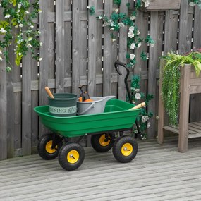 Carrinho de Jardim com Balde Inclinável até 75° Carrinho de Mão com Guiador Ajustável 109x52x94 cm Verde Escuro