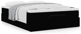 Estrutura de cama otomana com colchão 140x190 cm tecido preto