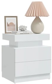 Mesa de cabeceira 45x35x52cm derivados madeira branco brilhante