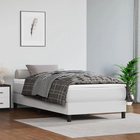 vidaXL Estrutura de cama com molas 90x200 cm couro artificial branco