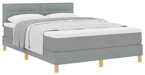 Cama Box Spring com Colchão Cinza Claro 140x200 cm Tecido