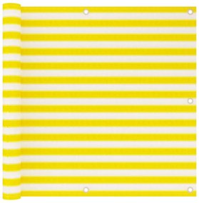 vidaXL Tela de varanda 90x500 cm PEAD amarelo e branco