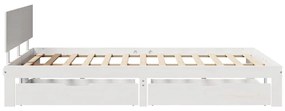 Estrutura de cama c/ gavetas 150x200 cm pinho maciço branco