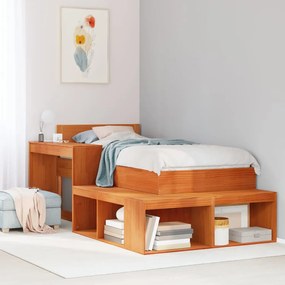 Cama sem colchão 90x200 cm pinho maciço castanho-mel