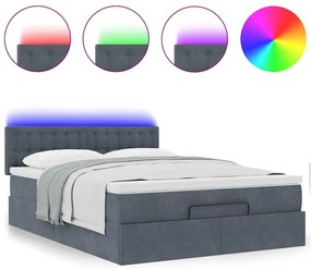 Estrutura de cama otomana com colchão 140x190cm cinzento escuro
