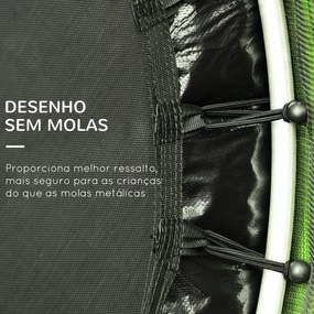 HOMCOM Trampolim Infantil Ø107 cm Trampolim para Crianças de 3-6 Anos com Rede de Segurança Carga 45 kg para Interior Ø140x160 cm Verde