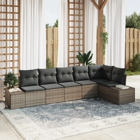 Conjunto de Sofá de Jardim de 6 peças com Almofadas Cinza Vime PE