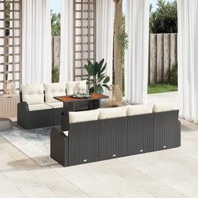Conjunto de Sofás para Jardim vidaXL de 8 peças com Almofadas Preto Ra