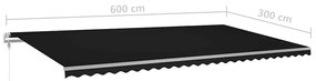 Toldo retrátil manual com LED 6x3 m antracite
