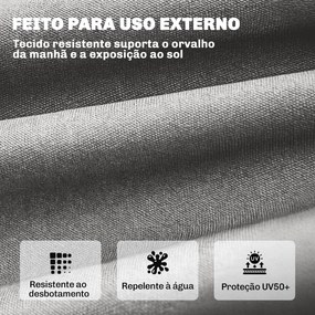 Almofada para espreguiçadeira jardim (NÃO INCLUIDA) com Alças de Fixação Proteção UV50+ Recuperação Lenta Interior Exterior 198x65x13 cm Cinzento