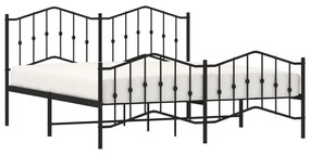 Estrutura de cama com cabeceira e pés 183x213 cm metal preto