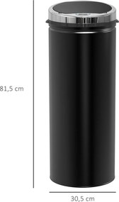 Balde do Lixo Automático 50L com Tampa de Fecho Suave e Silencioso Corpo em Aço Inoxidável Preto