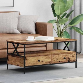 vidaXL Mesa de centro com gaveta com prateleira Madeira antiga 100 x 51 x 45 cm
