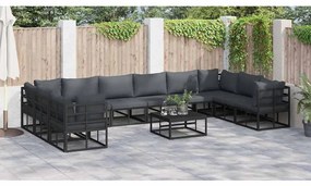 Conjunto de Sofá de Jardim 10 pcs Preto 423 x 213 x 71 cm