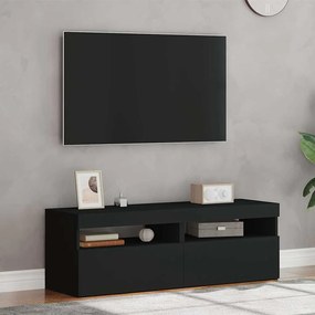 Móveis de TV com luzes LED 2 pcs 60x35x40 cm preto