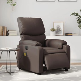 vidaXL Poltrona massagens reclinável elétrica couro artif. castanho