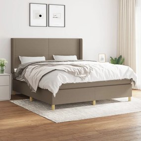 vidaXL Cama com molas/colchão 160x200 cm tecido castanho-acinzentado