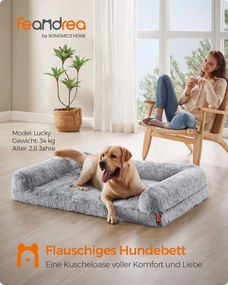 Cama para cães tamanho XXL 122 x 85 x 24 cm removível e lavável cinza