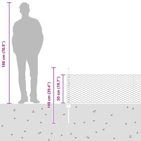 Cerca Hexagonal com 11 Postes em U Prateado 0,5x25 m de Aço