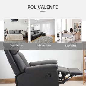 Poltrona Relax Reclinável Estofado em PU Poltrona de Sala de Estar com Apoio para os Pés Retrátil Encosto Alto Apoio para os Braços e Assento Acolchoa