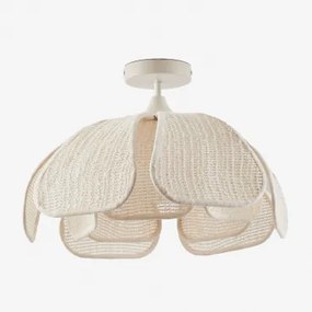 Plafon De Teto Vidson Ø50 Cm & Linho E Algodão Beige Creme - Sklum