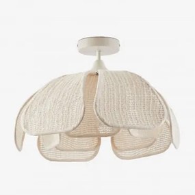 Plafonier De Teto Ø50 Cm Em Linho Vidson Linho E Algodão Beige Creme - Sklum