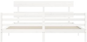 Estrutura de cama com cabeceira 200x200cm madeira maciça branco