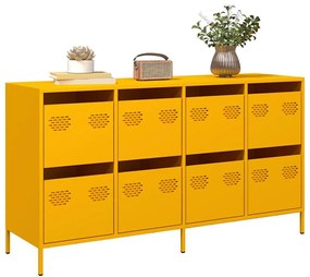 vidaXL Aparador 135x39x73,5 cm aço laminado a frio amarelo mostarda