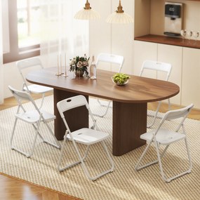 Conjunto de 6 Cadeiras Dobráveis com (MESA NÃO INCLUIDA) Encosto Curvo Assento Côncavo com Ventilação 48,5x47x75 cm Branco