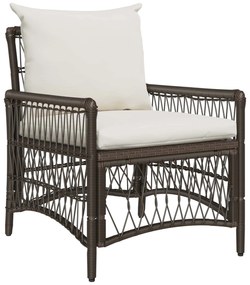 vidaXL Cadeira de Jardim com almofada Castanho 73 x 61 x 77 cm vime PE