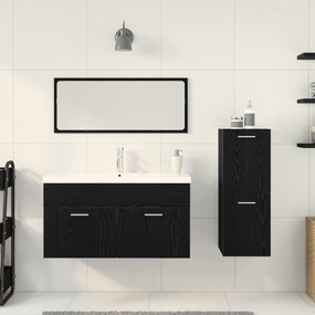 Conjunto de Móveis para Casa de Banho 4 Peças Carvalho Preto Madeira E