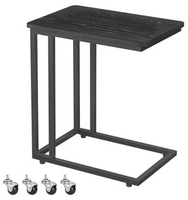 Mesa lateral VASAGLE, mesa de centro, estrutura de aço com rodízios, fácil montagem, moderna para sala de estar, quarto, varanda, preto ébano LNT050B56