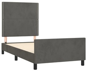 Estrutura de cama sem colchão 90x190 cm veludo cinzento-escuro