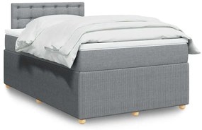 vidaXL Cama com molas/colchão 120x200 cm tecido cinza-claro