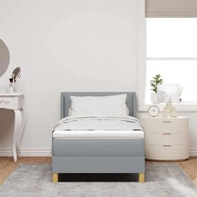 vidaXL Cama Box com Colchão Cinza Claro, 90 x 200 cm Têxtil