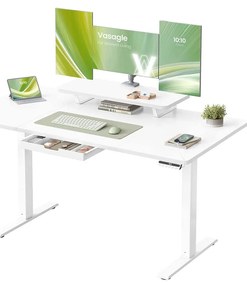 Secretária elétrica com altura ajustável 140 x 70 x 70 x (72-120) cm, suporte para monitor e USB Branca