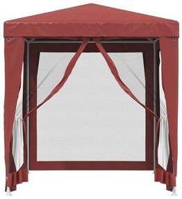 Tenda p/ festas c/ 4 paredes laterais rede 2x2 m PEAD vermelho