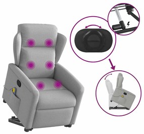 Poltrona elevatória de massagens tecido cinzento-nublado