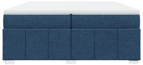 Cama com molas/colchão 200x200 cm tecido azul