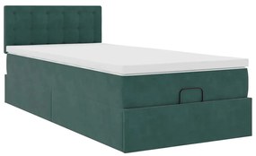 Estrutura de cama otomana vidaXL com colchão verde escuro Veludo