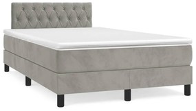 vidaXL Cama box spring colchão LED 120x190 cm couro artif. cinza-claro