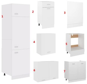 7 pcs conjunto armários de cozinha contraplacado branco