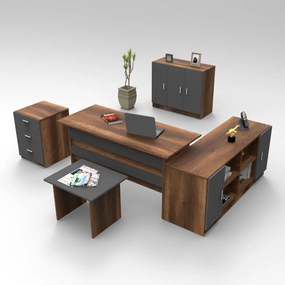 Conjunto de Mobiliário de Escritório VO16 – Nogueira Antracite – Varia